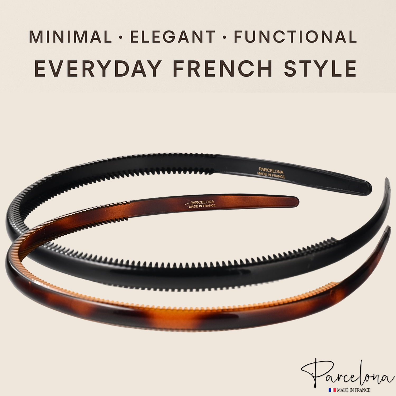 Parcelona French Nue Yoga Headband Inner Grip Teeth Hairband for Women & Men Unisex