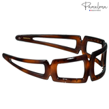 Side profile of Parcelona tortoise cellulose acetate headband, open geometric design