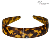 Front view of Parcelona tortoise acetate headband with tapered tips