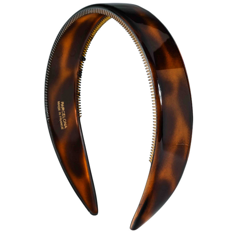 Parcelona 1-inch tortoise shell cellulose acetate headband, non-slip, Made in France, stylish hair accessory