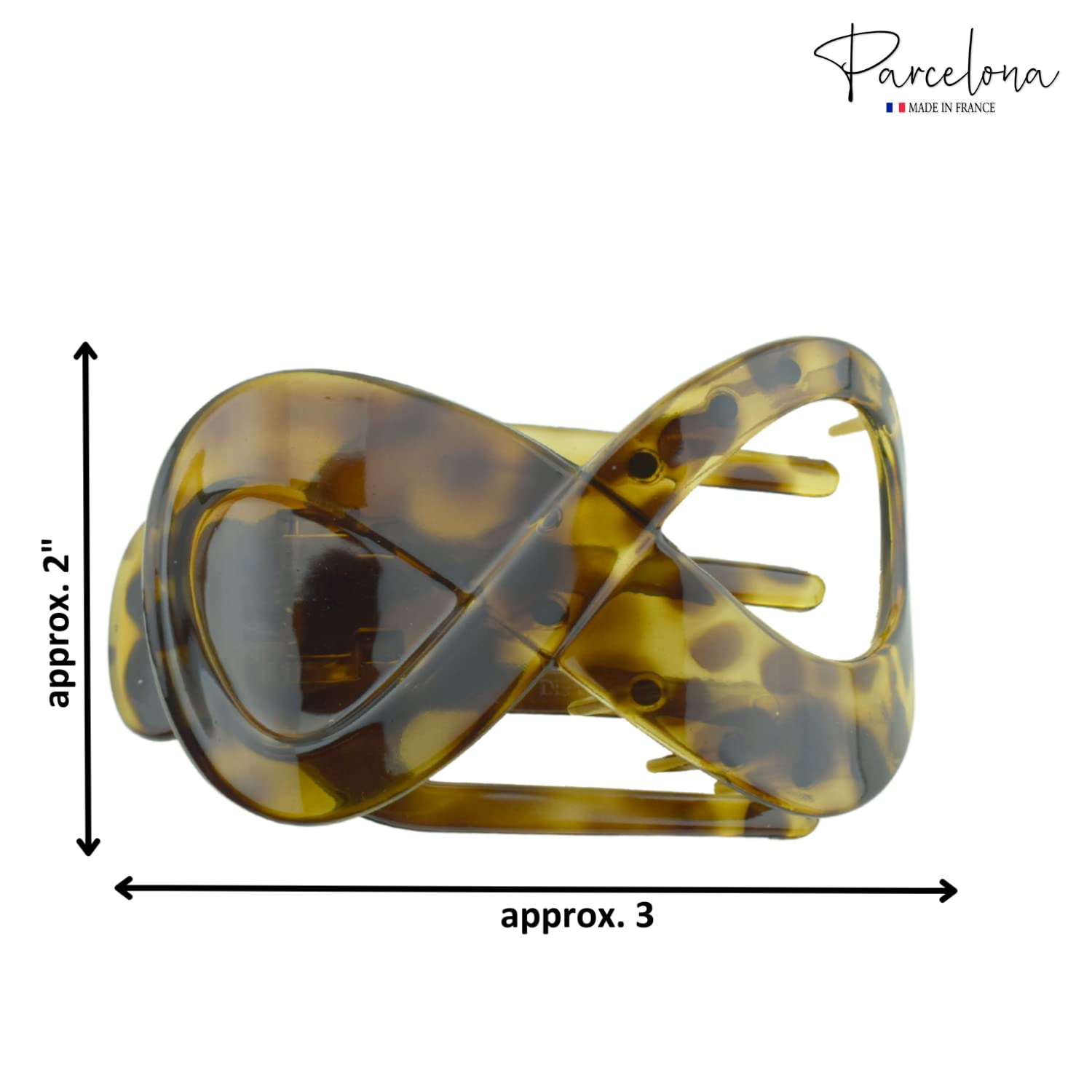 Parcelona French Infinity Loop Medium 3” Cellulose Hair Claw for Women and Girls