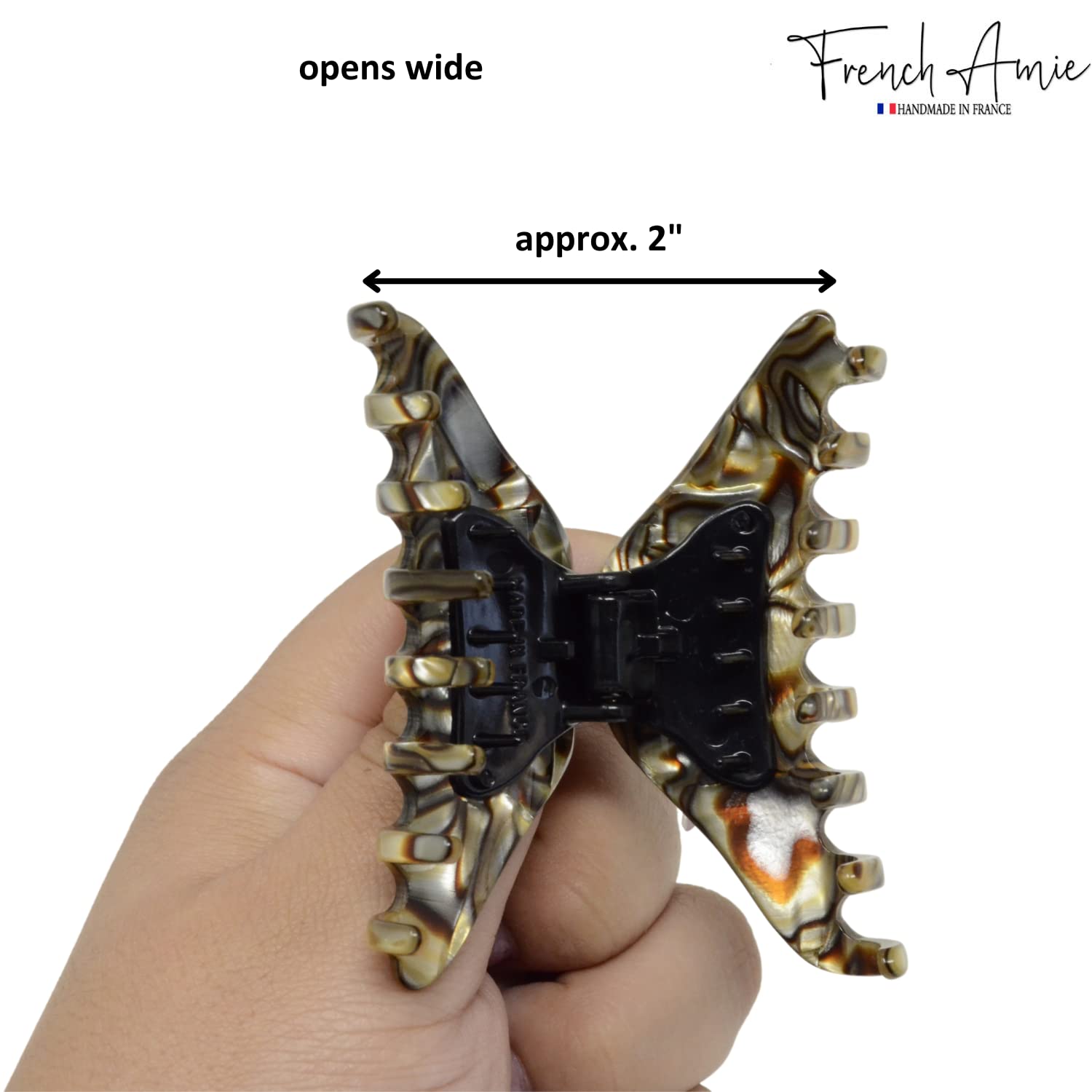 French Amie Director Thin and Narrow Small Handmade Cellulose Hair Claw for Women