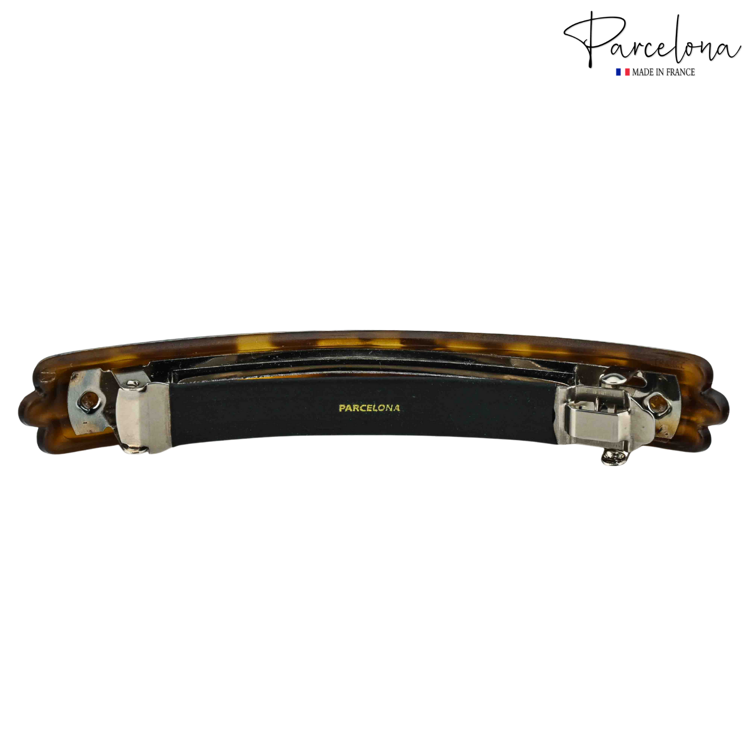 Back view of Savana French barrette with rubberized metal clasp