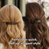 Savana French barrette used for half-up hairstyle on blonde and brunette hair