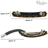 Savana French barrette size chart showing 4 inch length and clasp details