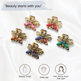 Moeni Mini Butterfly 3/4" Metal Crystal Set of 6 Jaw Claw Hair Clips