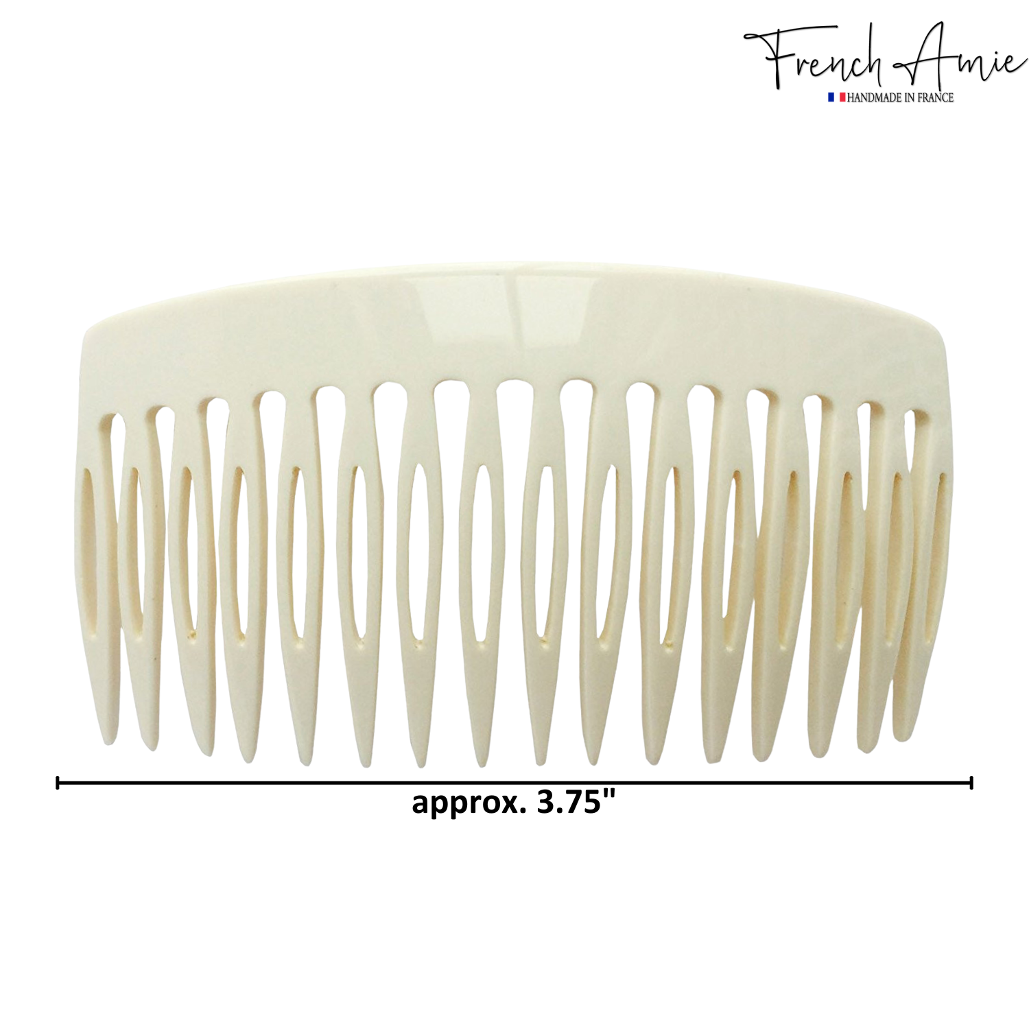 French Amie Handmade Solid Ivory Celluloid Acetate 16 Teeth Side Hair Comb