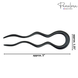 Parcelona French Black Extra Large 5 Inches Wavy Crink U Shaped Hair Pin 2 Pins