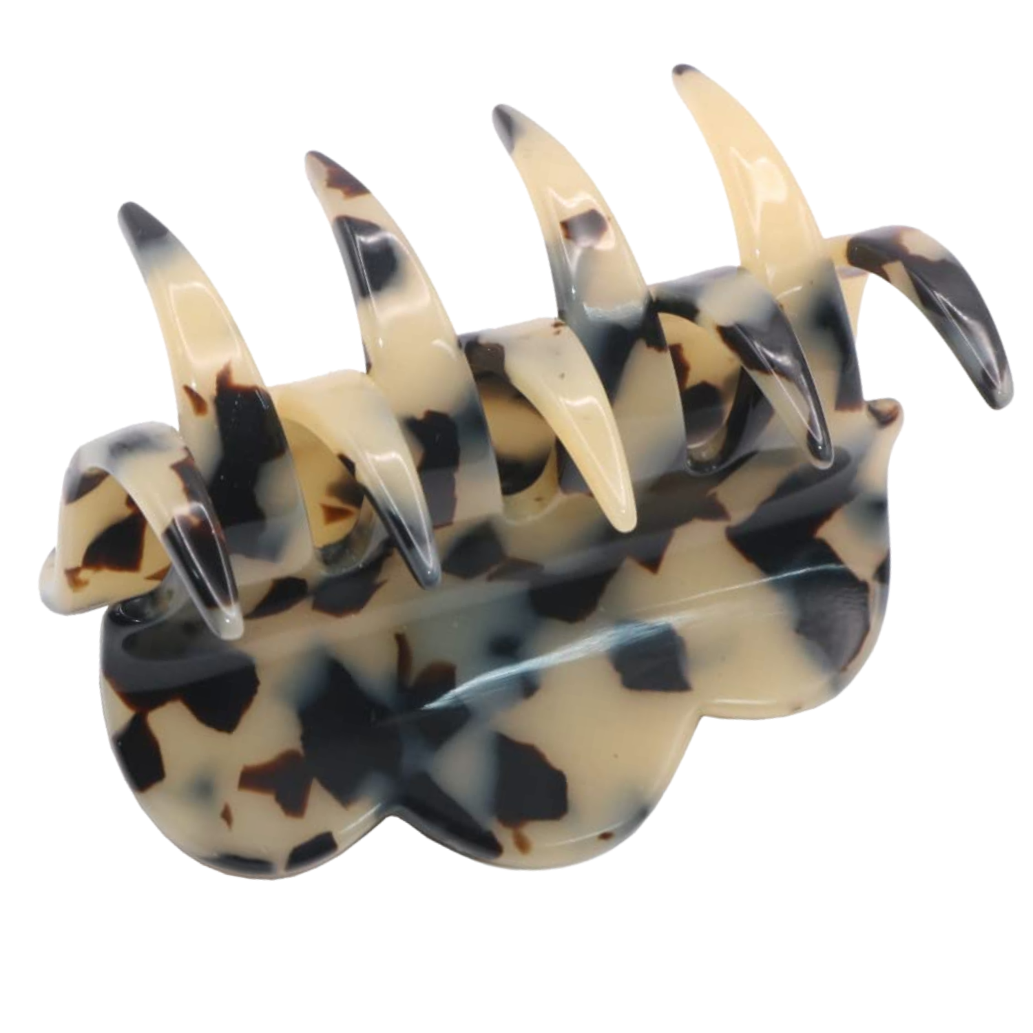 French Amie Crown Wave Small 2.5” Celluloid Handmade Interlocking Hair Claw