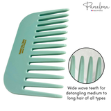 Light blue comb with wide wave teeth, brand 'Parcelona' visible, on a white background.
