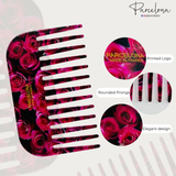 Parcelona comb with pink rose design on a white background