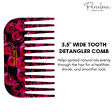 Detangler comb with pink rose design on a white background, featuring the Parcelona brand.