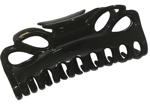 Parcelona French Double Loop Large Black Claw Clip Clamp Clutcher 4.25 Inches