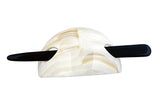 French Amie Oval Arch Handmade Ivory Ponytail Holder Slide Hair Bun Cover Stick
