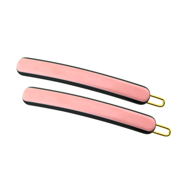 French Amie Rounded Oblong Small 2.5"Tige Boule Metal Clasp Hair Barrettes