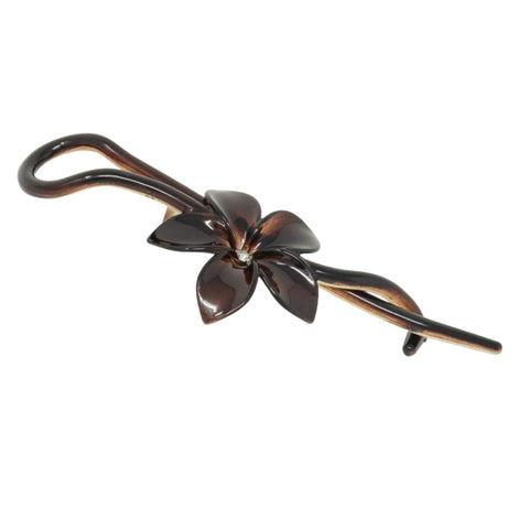 Parcelona French 4 Inch Flower with Crystal Shell Celluloid Hair Clip Barrette