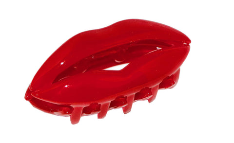Parcelona French Lip Red Small Hair Claw Clip for Girls and Women