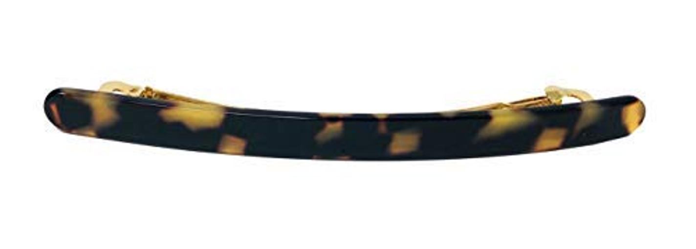 French Amie Skinny Lean Black Rounded Edges Handmade Hair Clip Barrette