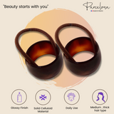 Parcelona French Cuff Rings Brown Small Celluloid Set of 2 Elastic Hair Tie