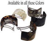 French Amie Half Circle Curved Pearl Black Handmade Celluloid Hair Clip Barrette-French Amie-ebuyfashion.com