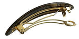 French Amie Medium Classic Slim Oval Celluloid Handmade Onyx Hair Clip Barrette-FRENCH AMIE-ebuyfashion.com