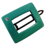 French Amie Teal Rectangular Celluloid Handmade Hair Clip Barrette For Girls-French Amie-ebuyfashion.com
