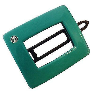 French Amie Teal Rectangular Celluloid Handmade Hair Clip Barrette For Girls-French Amie-ebuyfashion.com
