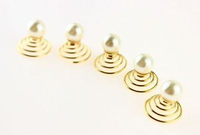 Gold & Silver Pearl Spiral Swirl Twist Stack Head Hair Pin Clip Dress Top 10Pcs-Moeni-ebuyfashion.com
