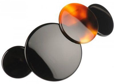French Amie Medium Love Circles Shell Black Medley Handmade Hair Clip Barrette-French Amie-ebuyfashion.com