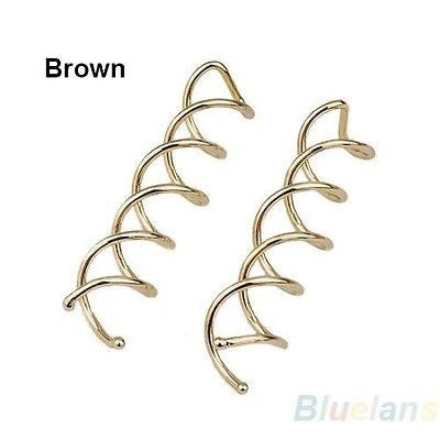 New 4 Pcs Gold Brown Twist Spiral Screw Hair Pin Barrette Spin Clip Hair Styling-Moeni-ebuyfashion.com
