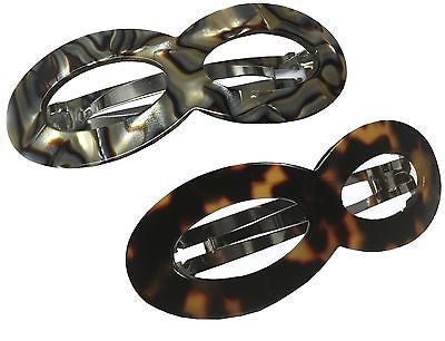 French Amie Medium Infinity Handmade Tokyo Silver Grey Onyx Hair Clip Barrette-FRENCH AMIE-ebuyfashion.com