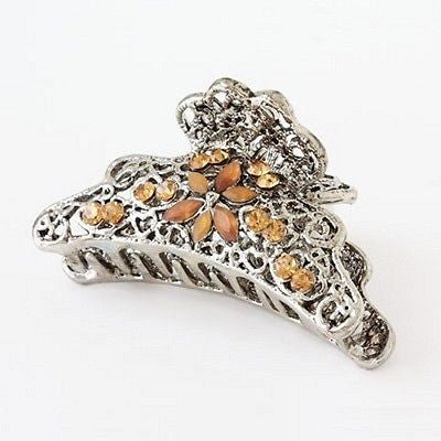 Moeni 2.5 Inches Crystal Rhinestone Silver Metal Claw Jaw Hair Clip Clutcher-MOENI-ebuyfashion.com