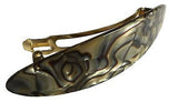 French Amie Medium Classic Slim Oval Celluloid Handmade Onyx Hair Clip Barrette-FRENCH AMIE-ebuyfashion.com