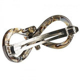 French Amie Bow Infinity Onyx Celluloid Handmade Silver Clasp Hair Clip Barrette-French Amie-ebuyfashion.com