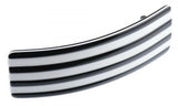 French Amie Medium Black & White Striped Bar Wide Celluloid Hair Clip Barrette-French Amie-ebuyfashion.com
