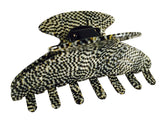 French Amie Long Large Onyx & Cream Tokyo Handmade Celluloid Jaw Hair Claw Clip-French Amie-ebuyfashion.com