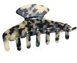 French Amie Long Large Onyx & Cream Tokyo Handmade Celluloid Jaw Hair Claw Clip-French Amie-ebuyfashion.com