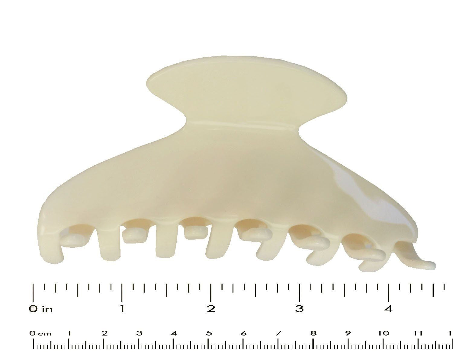French Amie Long Large Onyx & Cream Tokyo Handmade Celluloid Jaw Hair Claw Clip-French Amie-ebuyfashion.com