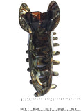 French Amie Long Large Onyx & Cream Tokyo Handmade Celluloid Jaw Hair Claw Clip-French Amie-ebuyfashion.com