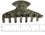 French Amie Long Large Onyx & Cream Tokyo Handmade Celluloid Jaw Hair Claw Clip-French Amie-ebuyfashion.com