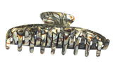 French Amie Long Large Onyx & Cream Tokyo Handmade Celluloid Jaw Hair Claw Clip-French Amie-ebuyfashion.com