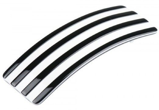 French Amie Medium Black & White Striped Bar Wide Celluloid Hair Clip Barrette-French Amie-ebuyfashion.com