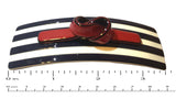 French Amie Medium Red Knot Black White Striped Bar Handmade Hair Barrette-French Amie-ebuyfashion.com
