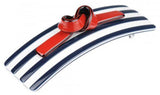French Amie Medium Red Knot Black White Striped Bar Handmade Hair Barrette-French Amie-ebuyfashion.com