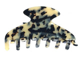 French Amie Long Large Onyx & Cream Tokyo Handmade Celluloid Jaw Hair Claw Clip-French Amie-ebuyfashion.com