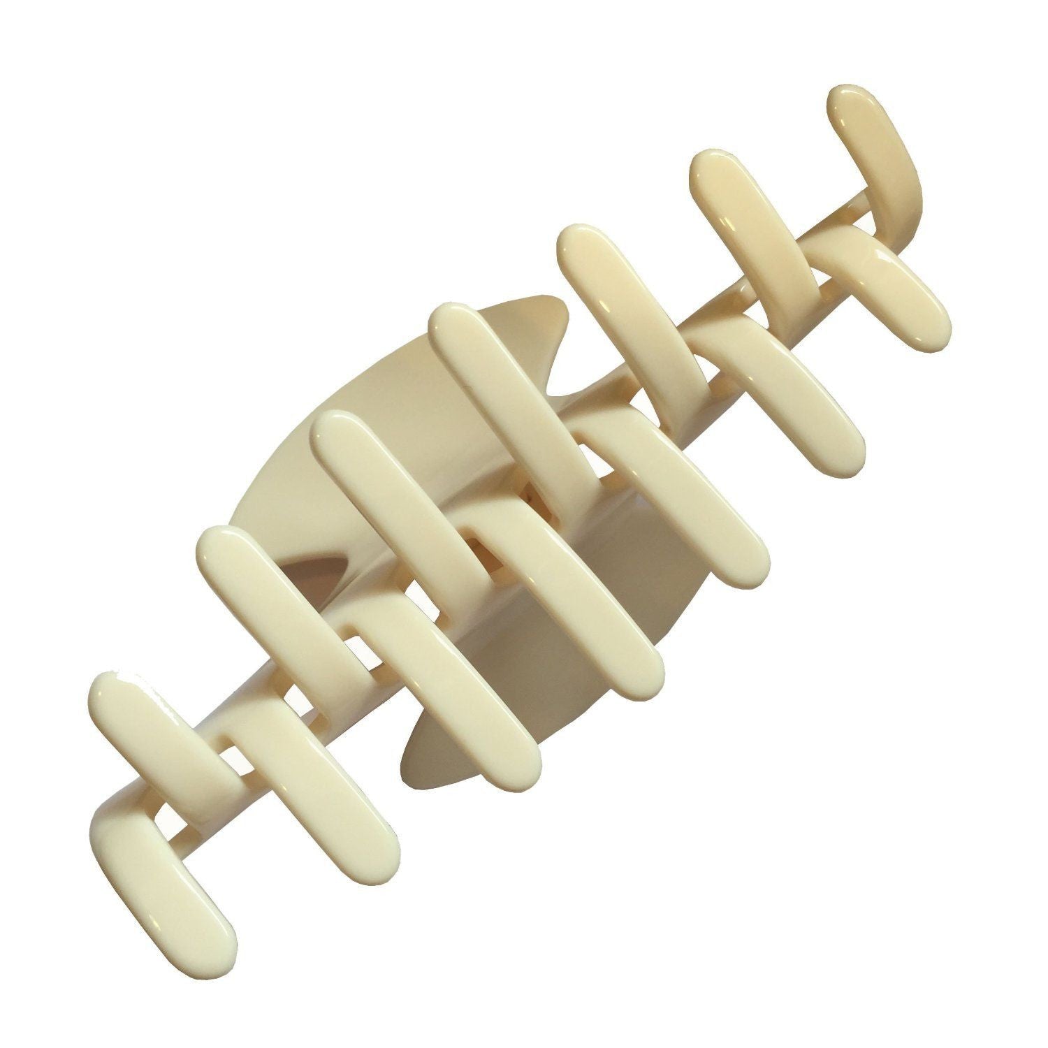 French Amie Long Large Onyx & Cream Tokyo Handmade Celluloid Jaw Hair Claw Clip-French Amie-ebuyfashion.com
