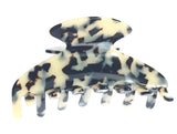 French Amie Long Large Onyx & Cream Tokyo Handmade Celluloid Jaw Hair Claw Clip-French Amie-ebuyfashion.com