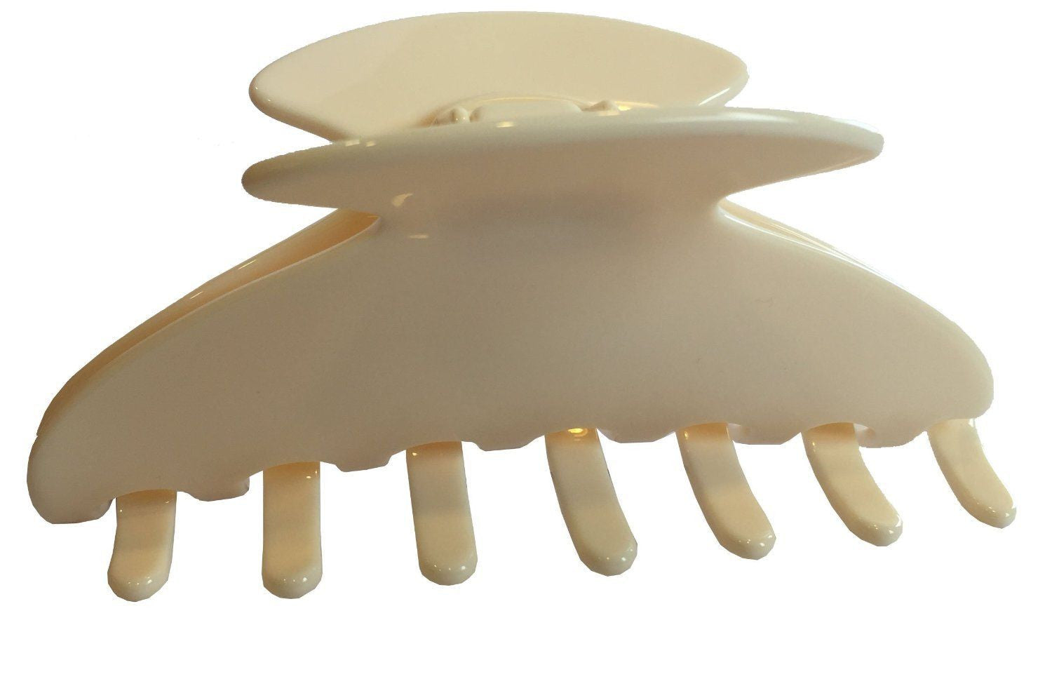 French Amie Long Large Onyx & Cream Tokyo Handmade Celluloid Jaw Hair Claw Clip-French Amie-ebuyfashion.com