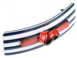 French Amie Medium Red Knot Black White Striped Bar Handmade Hair Barrette-French Amie-ebuyfashion.com