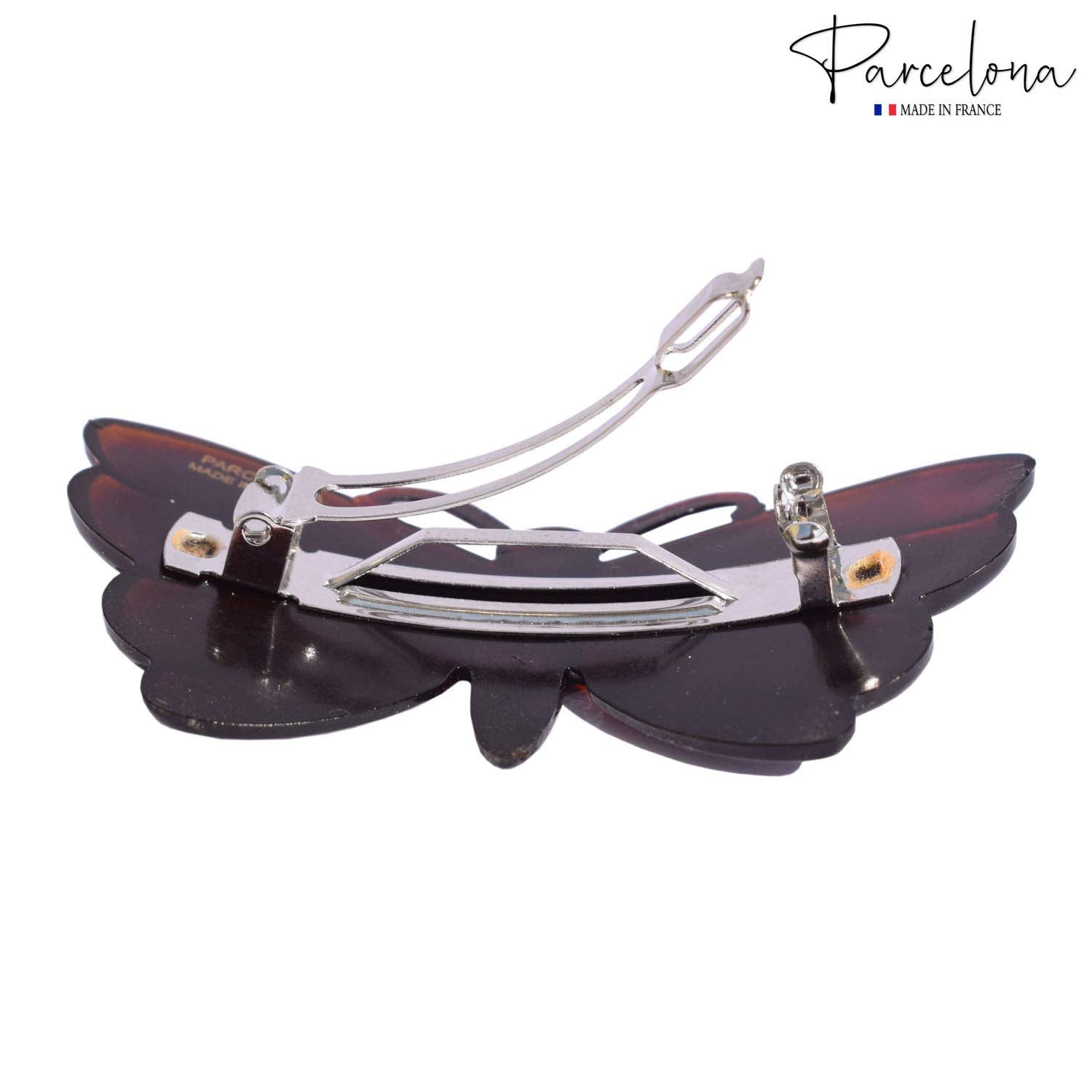 Parcelona French Cute Butterfly Shell Small Set of 2 Hair Clip Barrettes